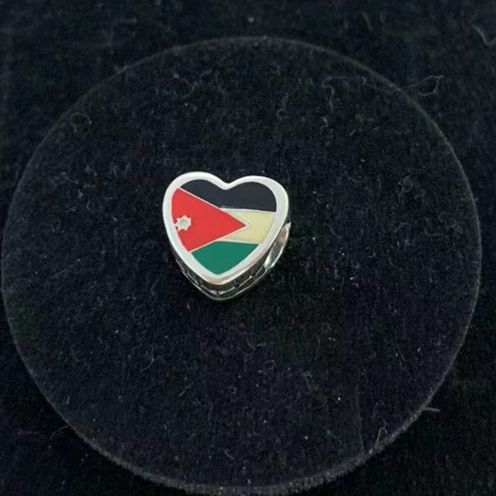 Pandora JORDAN Flag Heart Charm S925 Sterling Silver Jewelry for Bracelet